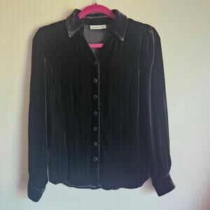 Coldwater Creek Black Velvet Button Down Shirt, Sz S, Excellent Condition